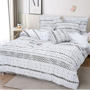 2 for $23! New Twin Geometric Stripe Black and White Duvet Cover